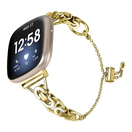 Fitbit Sense / Versa 3 klockarmband med pärldekor i rostfritt stål - Guld
