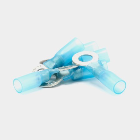 Terminales de anillo con tubo termorretráctil adhesivo Oceanflex, Ø4.3 mm, para cable 1.5 - 2.5 mm², paquete de 10, Azul