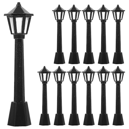 12-pakkaus Mini-puutarhavalaisinmalli Mini-puutarhavalaisimen koriste Mini-katulamppu (8.00X1.80X1.80CM, Musta)