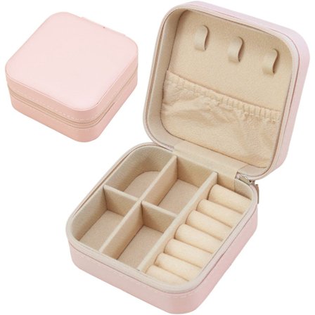 Smykkeskrin, Smykkeskrin til piger, Smykkeskrin til voksne læder, 10 cm x 10 cm x 5 cm, Lys pink