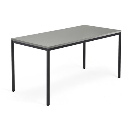 Skrivebord QBUS, stel med 4 ben, 1600x800 mm, sort stel, lysegrå