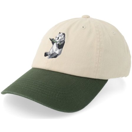 Origami - Beige - unconstructed - Cap - Origami Panda Washed Stone/Dark Green Dad Cap - Hatstore