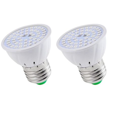 2X E27 80 LED Vekstlampe LED Vekstlys Fullspektrum Phyto Blomsterfrøplante for Innendørs Hydroponiske Planter