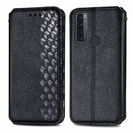 Läder TCL 20 SE fodral med romb-design - Svart