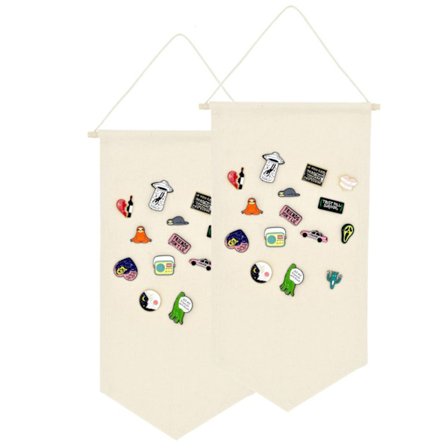 2 stk. veggmonterte merkeskjerm lerret emalje brosje samling display banner medalje pin oppbevaring jakkeslag flagg vimpel ramme (beige)