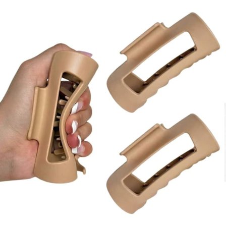 (Khaki) Cloud Clip, Firkantede Frosting Hårklemmer for Kvinner, Fleksible Hårnåler for Tykt Hår, Lette Store Komfortable Klemmer, 2 stk