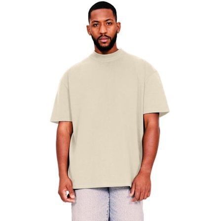 Casual Classics Mens Ringspun Cotton Extended Neckline Tall Oversized T-Shirt M Ecru