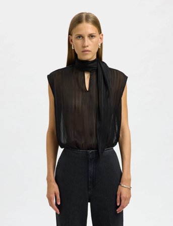 Selected Slfmargrethe Sl Tie Top Ex - Black - 34