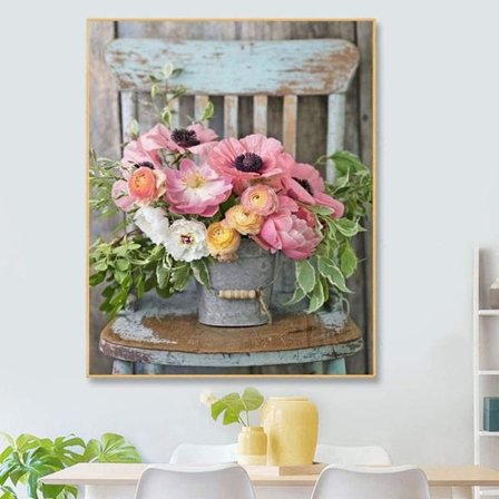 Komplett Diamantbroderisett 5D Diamantmaling DIY Diamantmaleri Lerret Mal etter nummer Blomsterbilde Rhinestone Diamantmosaikksett