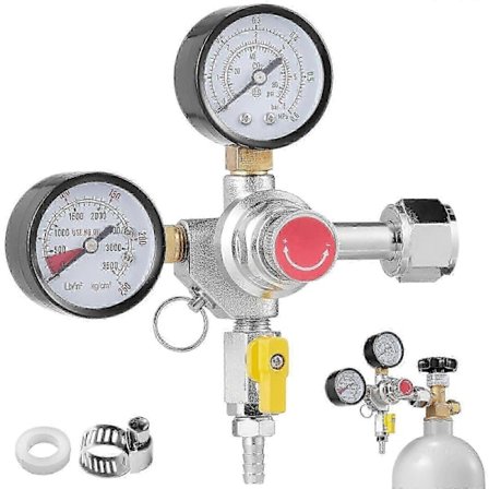 Homebrew Fadøls CO2 Regulator med Dobbelt Måler 0-60PSI Kapacitet Kompatibel med CGA320
