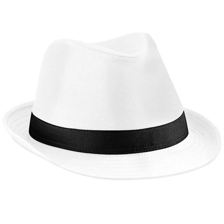 Beechfield Unisex Fedora Hat L/XL Vit/Svart