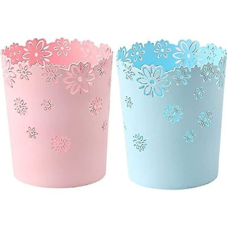 Muovinen roskakori, ontto kukka-kuvio, pyöreä, ilman kantta, roskakori, vaaleanpunainen, Bins-mxbc (FMY)