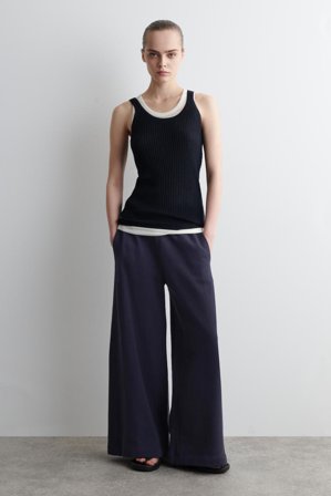 COS Femme Pantalon De Jogging Large En Coton Brossé in Bleu
