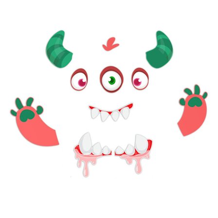 1 Set Halloween-klistermärken Läskiga Huggtänder Självhäftande Garagefönster Sovrum Spökhus Väggdekoration Rekvisita (L,D)