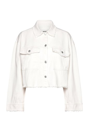 Monki Cropped Boxy Twill Jacket - White - S