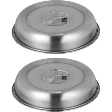 2 stk. grillkuppel i rustfritt stål, rund, for grilling, smelting av ost og dampkoking, lokk for flat top plancha-grill og mer