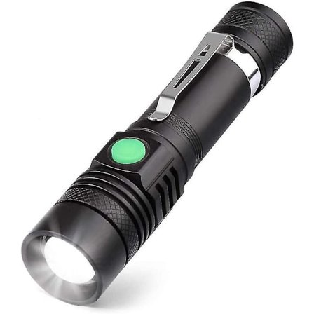 USB-oppladbar LED-lommelykt, 600 lumen lommelykt, IP65 vanntett, 4 lysmoduser, zoombar lommelykt for husholdning, camping, fotturer, nødsituasjoner (