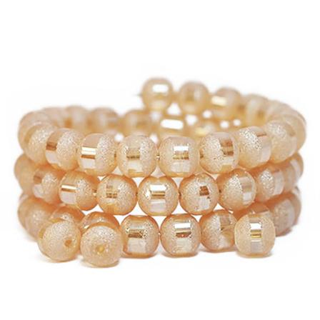 Glittrande Metallic Glaspärlor, 8mm Runda, Ljus Aprikosfärg, 25s
