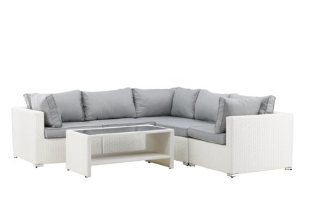 Venture Home Amazon 9140-010 Loungeset soffa, bord, vitt/grått, Utemöbler