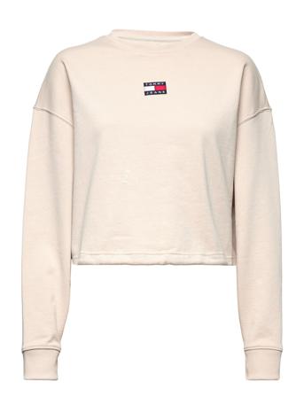 Tjw Bxy Crop Badge Drawstr Crew Sweatshirt Trøje Beige Tommy Jeans