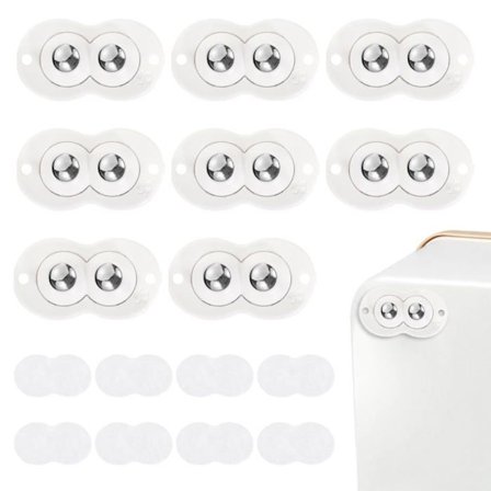 (Farve: Hvid) 8-delt selvklæbende mini møbelhjul i plastik, 360-graders rotation, hvide møbelhjul