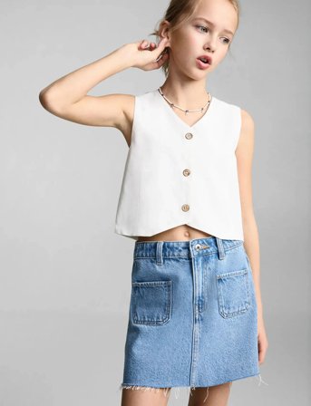 Mango Denim Short Skirt - Blue - 10