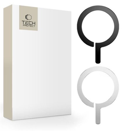 MagSafe Tech-Protect MetalRing Universal Magnetic - Sort / Sølv (2 stk.)