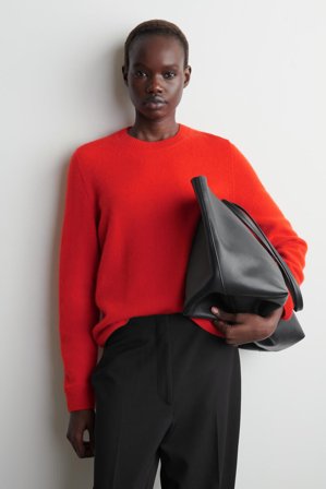 COS Women's Cashmere Crew-Neck Jumper in Orange