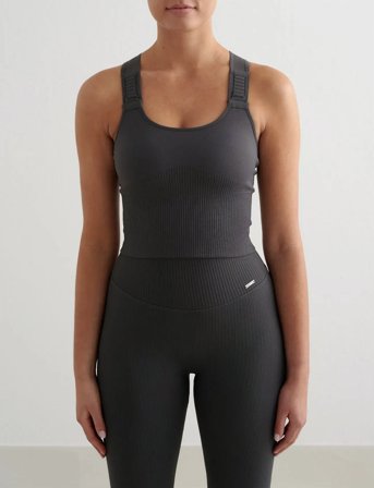 aim ́n Ribbed Seamless High Support Bralette - Grey - M