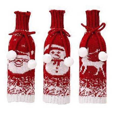 Julesweater Vinflaske Cover Håndlavet Vinflaske Sweater til Juledekorationer Vinflaske Ærme Ferie
