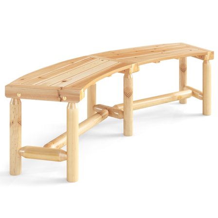 Böjd utomhusbänk i trä för 2-3 personer, 170 cm