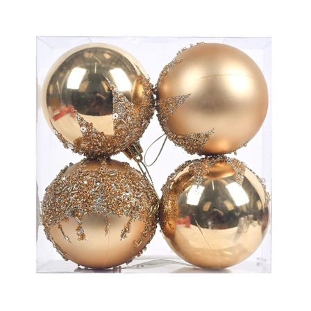 4stk Juletre hengekuler Juleball GULL