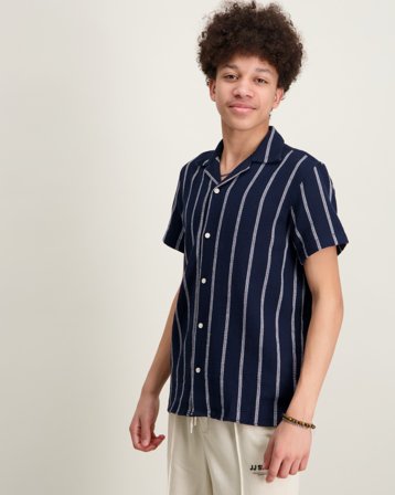 Jack & Jones JORCOBA STRIPE RESORT SHIRT SS SN JNR Blå Skjorter Gutt - Kids Brand Store