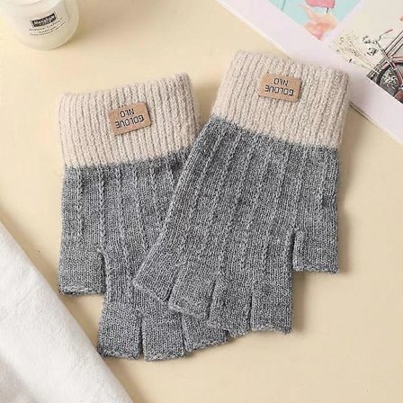 Halvfingerhandsker til kvinder, halv finger, efterår og vinter, nye styles, tykke og varme strikkede søde handsker uden fingre [YJD]