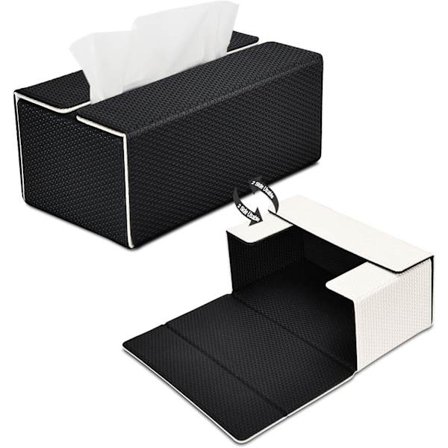 Rektangulær PU-læder servietboksholder, reversibel til Kleenex, tørretumblerarkdispenser til bil, badeværelse, kontor, boligindretning