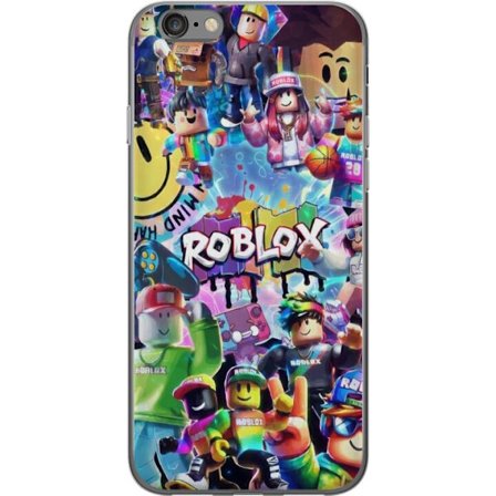 Kompatibelt Mobildeksel til Apple Apple iPhone 6 Stor fargerik Roblox-verden med mange karakterer, energifull spillillustrasjon perfekt for barnerom o