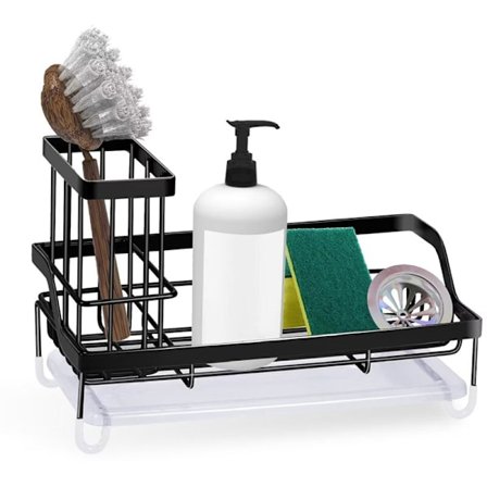 Diskho Förvaring Svamphållare Borsthållare Organizer för Fristående Rostfritt Stål, Svart - RWEshower Hylla och Förvaring