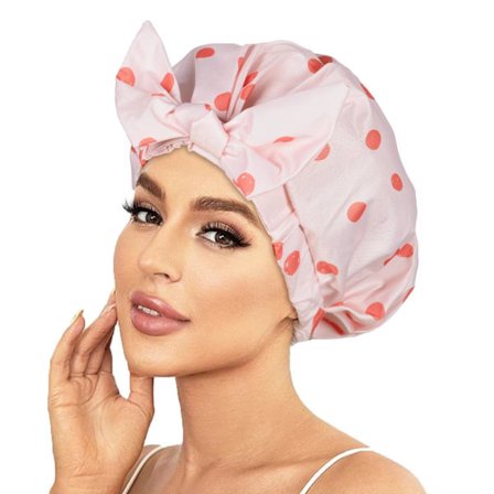 Luksuriøse dusjhetter for kvinner, gjenbrukbar vanntett hårhette for dusj med justerbar sløyfe