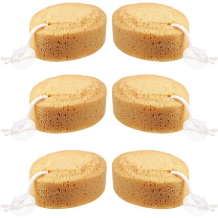 6 svamper med naturlig kroppsdusjskum for voksne og barn - effektiv og komfortabel rengjøring av kroppen (14,511,55,5cm)
