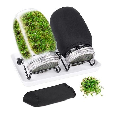 Groddburksats med 2 Bredmunnade Krukor Groddburksats med Nätsikt Groddkrukor