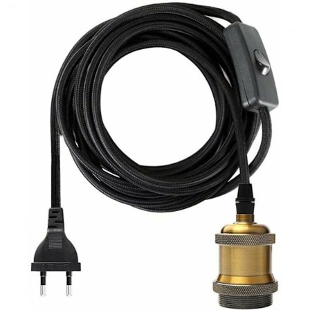 1,2 meter E27-uttag med strömbrytare, elektrisk sladd i tygkabel