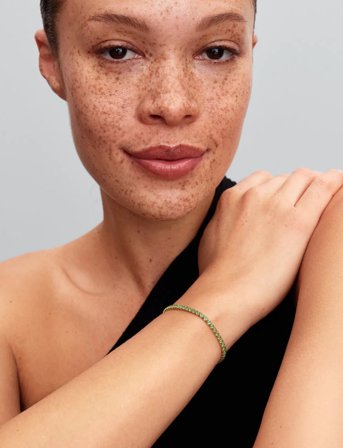 Pandora 14K Gold-Plated Bracelet With Mint Green Crystal - Green - 20 CM