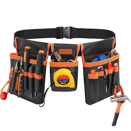 Sort værktøjsbælte med dobbelte lommer og hardware til værktøjsopbevaring, lille taske, multifunktionelt reparationssæt til elektrikere