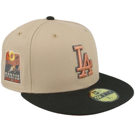 New Era - MLB Beige fitted Casquette - Los Angeles Dodgers Cappuccino Crown 59FIFTY 60 Anniversary Camel/Black Fitted @ Hatstore