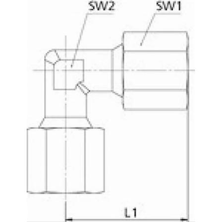Riegler - ML773355 - Armbågsfäste - Ytterdiameter av rör: 6 mm - PN max. 630 bar, SW1 17, SW2 12, galvaniserat stål.