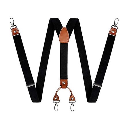 Herre Y-formet Brede Kraftige Bukseseler med 4 Metallklemmer Justerbare