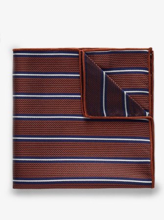 John Henric Men's Dunkeloranges Gestreiftes Einstecktuch Size Onesize