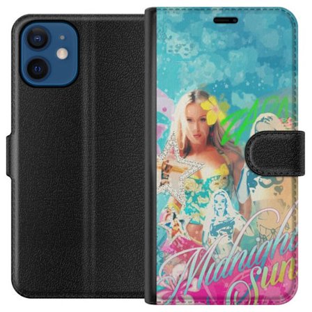 Yhteensopiva Lompakkokotelo Apple iPhone 12 Seikkailumaailma Steve, Creeper ja eläimillä värikkäässä palikkagrafiikassa