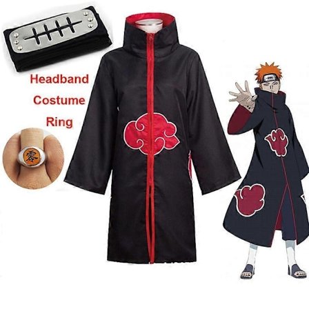 Harajuku Cosplay Uchiha Itachi Cosplay-asu - Pääpanta, kaulakoru, sormus, Kunai, Deida Rafei, Halloween-asu, pojat ja tytöt, Pain-viitta - Täydellinen