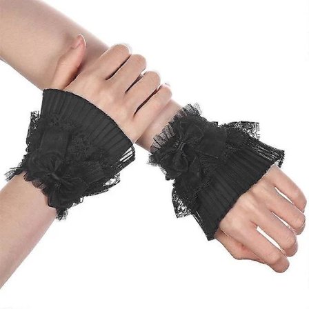 Fingerløse ærmer med flæser, blomstrede korte blondehandsker til fest og bal